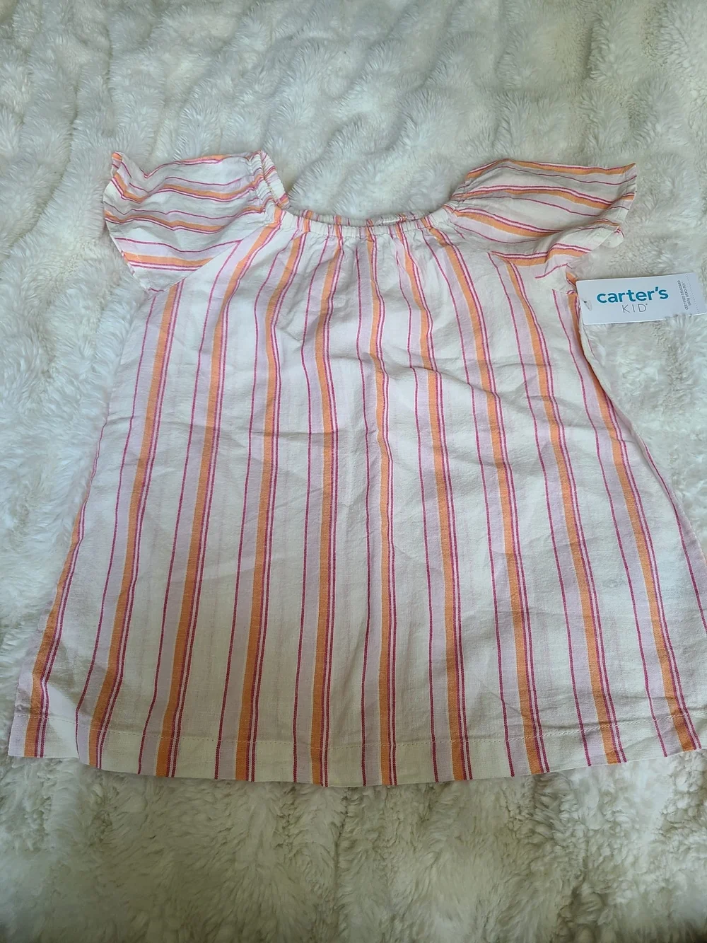 Carter's Cream Dress with Pink & Orange Stripes Size 5